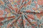 White Floral Handblock Printed 100% Pure Soft Cotton Fabric - Image 3