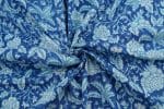 Denim Blue Floral Handblock Printed 100% Pure Soft Cotton Fabric - Image 3