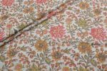 White Floral Handblock Printed 100% Pure Soft Cotton Fabric