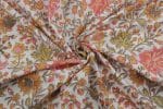 White Floral Handblock Printed 100% Pure Soft Cotton Fabric - Image 3