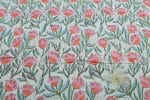 White Floral Handblock Printed 100% Pure Soft Cotton Fabric - Image 2