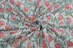 White Floral Handblock Printed 100% Pure Soft Cotton Fabric - Image 3