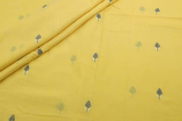 Golen Yellow Woven Design Flowy HandLoom Pure Soft Cotton Fabric