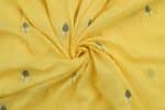 Golen Yellow Woven Design Flowy HandLoom Pure Soft Cotton Fabric - Image 3