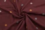 Brownish Red Woven Design Flowy HandLoom Pure Soft Cotton Fabric - Image 3