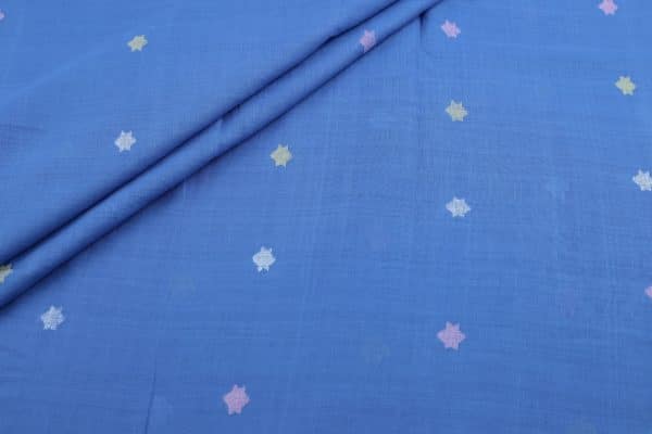 Royal Blue Woven Design Flowy HandLoom Pure Soft Cotton Fabric