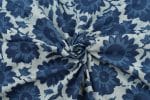 Natural Indigo Blue Bagru Handblock Printed Cotton Fabric - Image 3