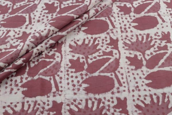 Rosewood Pink Bagru Handblock Printed Cotton Fabric