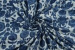 Natural Indigo Blue Bagru Handblock Printed Cotton Fabric - Image 3