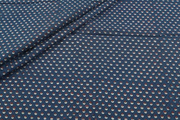 Natural Indigo Blue Dye Handblock Ajrakh Printed Cotton Fabric
