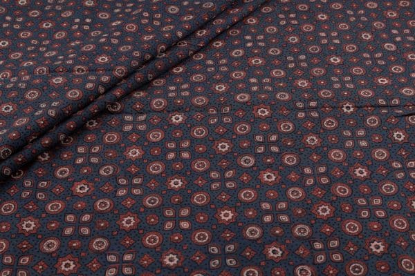 Pre-Cut 2.20m Natural Indigo Blue Dye Handblock Ajrakh Printed Cotton Fabric