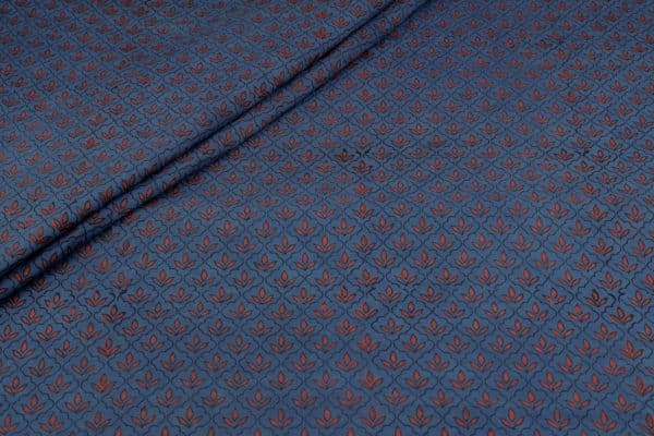 Natural Indigo Blue Dye Handblock Ajrakh Printed Cotton Fabric