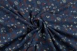 Natural Indigo Blue Dye Handblock Ajrakh Printed Cotton Fabric - Image 3
