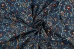 Natural Indigo Blue Dye Handblock Ajrakh Printed Cotton Fabric - Image 3