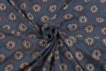 Natural Indigo Blue Dye Handblock Ajrakh Printed Cotton Fabric - Image 3