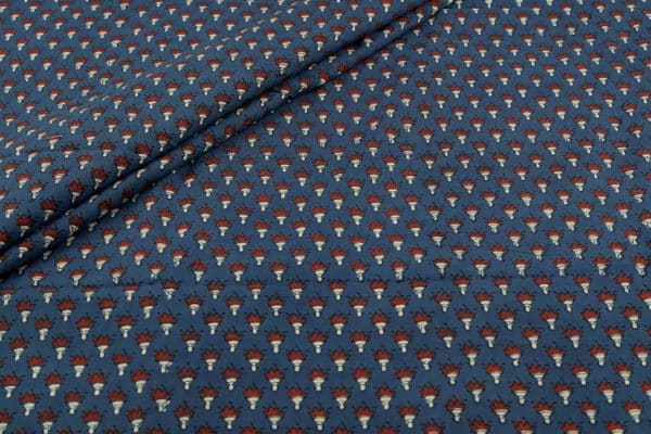 Natural Indigo Blue Dye Handblock Ajrakh Printed Cotton Fabric