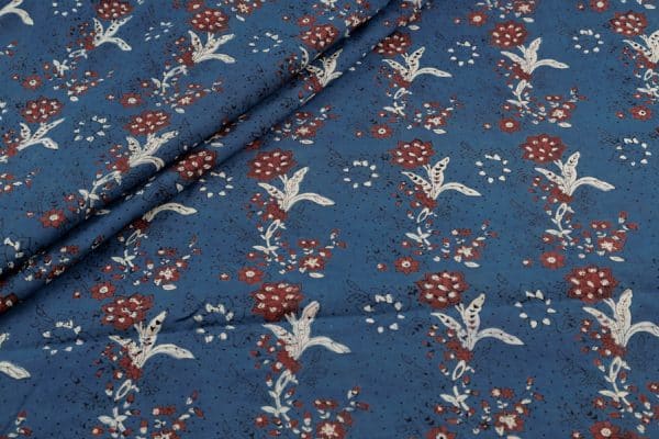 Pre-Cut 0.60m Natural Indigo Blue Dye Handblock Ajrakh Printed Cotton Fabric