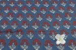Natural Indigo Blue Dye Handblock Ajrakh Printed Cotton Fabric - Image 2