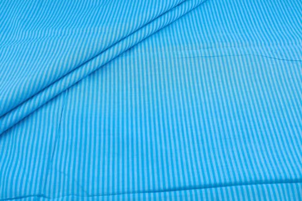 Sky Blue Handwoven Stripes 100% Pure Cotton Fabric