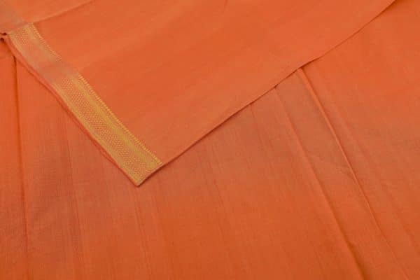 Pre-Cut 2m Pumpkin Orange Handwoven Zari Border Pure Cotton Fabric