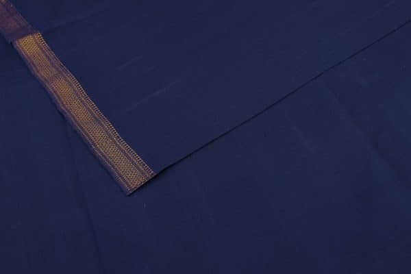 Oxford Blue Handwoven Zari Border Pure Cotton Fabric