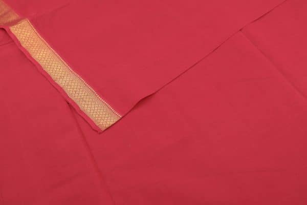 Bright Red Handwoven Zari Border Pure Cotton Fabric