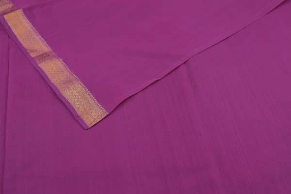 Purple Handwoven Zari Border Pure Cotton Fabric