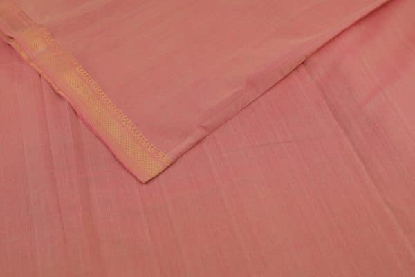 Pre-Cut 2.10m Two-Tone Pinkish Orange Handwoven Zari Border Pure Cotton Fabric