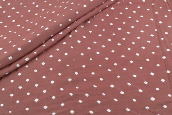 Pre-Cut 1.90m Pinkish Brown Bandhani Tie Dye 100% Pure Soft Cotton Satin Finish Fabric