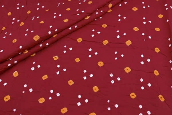 Pre-Cut 0.50m Ruby Red Bandhani Tie Dye 100% Pure Soft Cotton Satin Finish Fabric