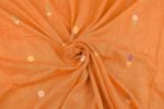 Flame Orange Woven Design Flowy HandLoom Pure Soft Cotton Fabric - Image 3