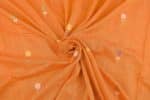 Flame Orange Woven Design Flowy HandLoom Pure Soft Cotton Fabric - Image 3