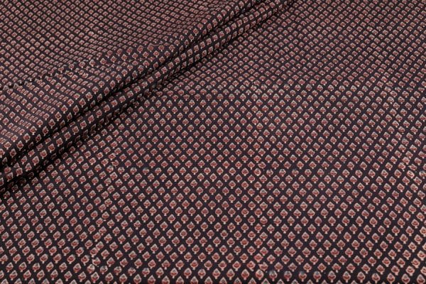 Natural Black Dye Handblock Ajrakh Printed Cotton Fabric