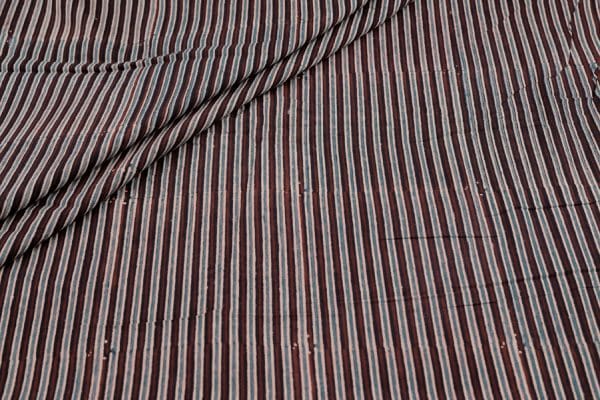 Pre-Cut 1.80m Natural Black Dye Handblock Ajrakh Printed Cotton Fabric