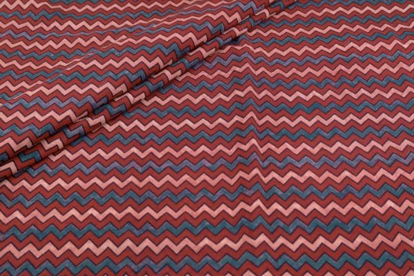 Natural Red Dye Handblock Ajrakh Printed Cotton Fabric