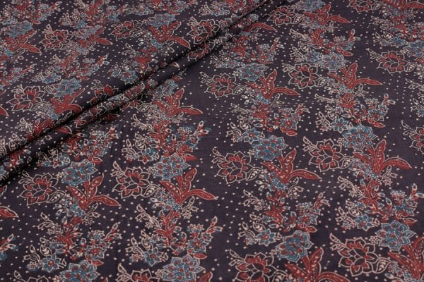 Natural Black Dye Handblock Ajrakh Printed Cotton Fabric