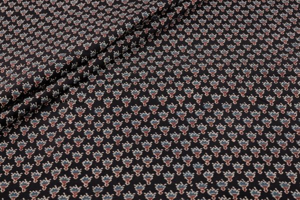 Natural Black Dye Handblock Ajrakh Printed Cotton Fabric