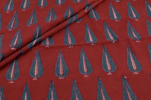 Natural Red Dye Handblock Ajrakh Printed Cotton Fabric