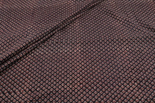 Natural Black Dye Handblock Ajrakh Printed Cotton Fabric