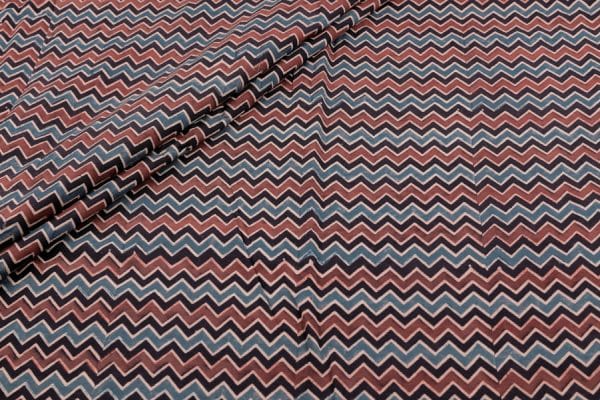 Natural Black Dye Handblock Ajrakh Printed Cotton Fabric