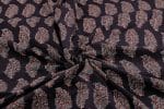 Natural Black Dye Handblock Ajrakh Printed Cotton Fabric - Image 3