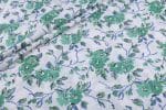 White Floral Handblock Printed 100% Pure Soft Cotton Fabric
