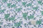 White Floral Handblock Printed 100% Pure Soft Cotton Fabric - Image 2