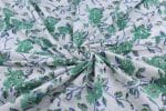 White Floral Handblock Printed 100% Pure Soft Cotton Fabric - Image 3