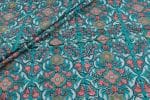 Terquoise Floral Handblock Printed 100% Pure Soft Cotton Fabric