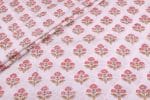 White Floral Handblock Printed 100% Pure Soft Cotton Fabric