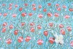 Sky Blue Floral Handblock Printed 100% Pure Soft Cotton Fabric - Image 2