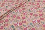 Light Orange Floral Handblock Printed 100% Pure Soft Cotton Fabric