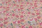 Light Orange Floral Handblock Printed 100% Pure Soft Cotton Fabric - Image 2