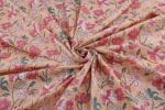 Light Orange Floral Handblock Printed 100% Pure Soft Cotton Fabric - Image 3